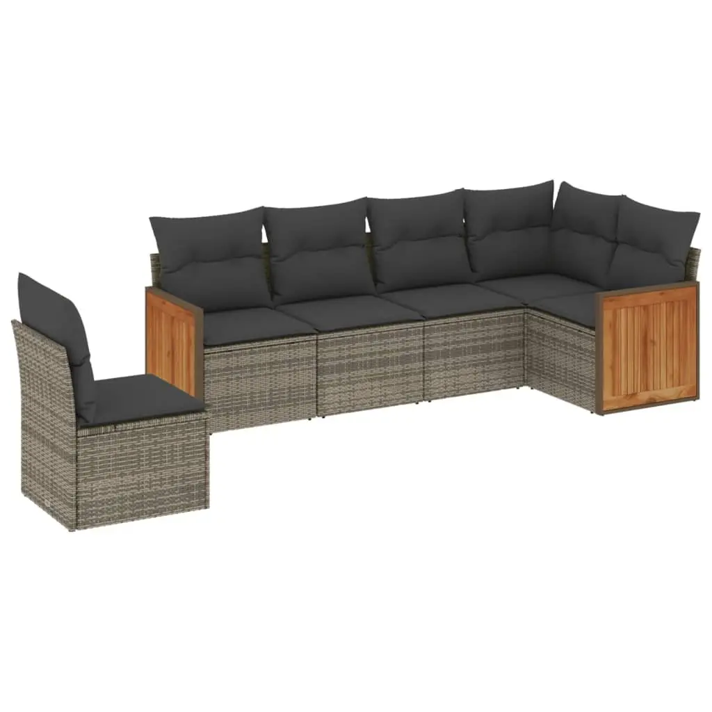 Garden Sofa Set Grey 6 Piece Modular Outdoor Furniture with Cushions
