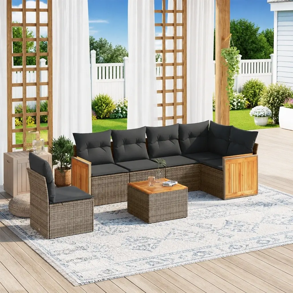 7 Piece Garden Sofa Set Outdoor Furniture Patio Lounge with Cushions Grey