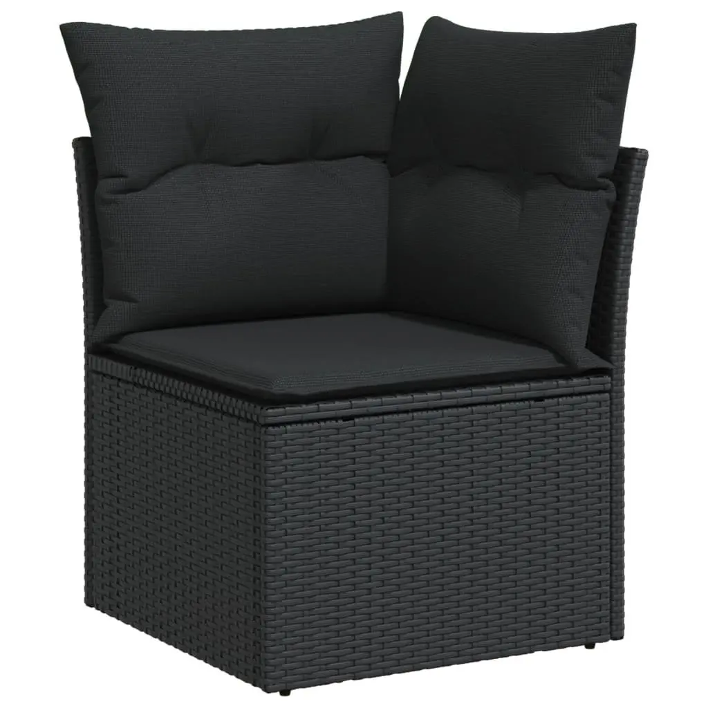7 Piece Garden Sofa Set Black PE Rattan Modular Outdoor Lounge with Cushions