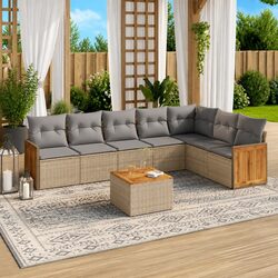 Compact and Stylish 8 Piece Garden Sofa Set for Outdoors