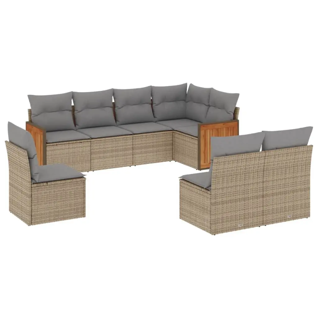 Outdoor Garden Sofa Set 8 Piece Modular Patio Furniture with Cushions Beige