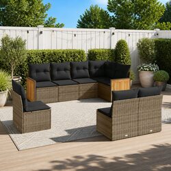 Garden Sofa Set 8 Piece Outdoor Furniture Grey Poly Rattan Modular Patio Lounge