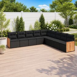 Compact and Stylish Black 9-Piece Garden Sofa Set