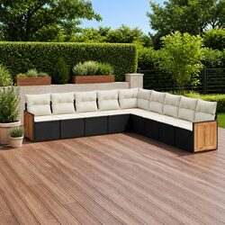 Garden Sofa Set 9 Piece Outdoor Furniture Patio Lounge with Cushions Black
