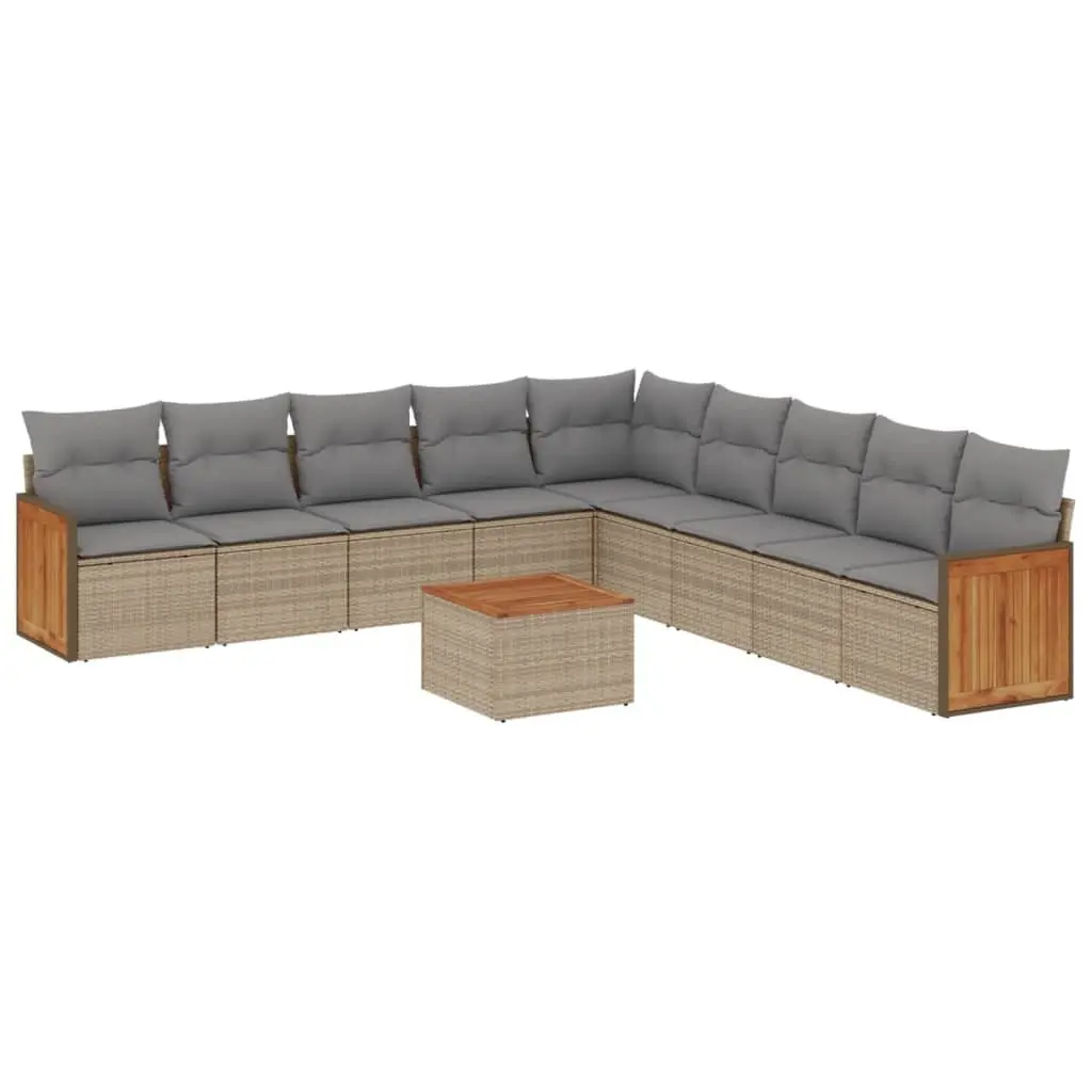 Garden Sofa Set 10 Piece Outdoor Furniture Patio Beige Cushions Table Modular