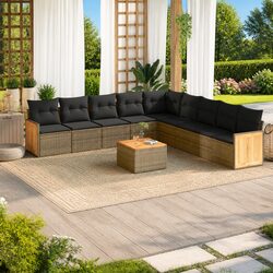 10-Piece Grey Outdoor Sofa Set: Compact & Durable