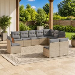 10-Piece Modular Garden Sofa Set in Beige