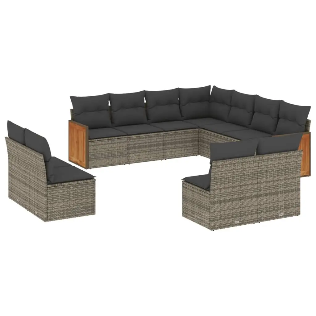 Garden Sofa Set Grey 11 Piece Modular Outdoor Furniture with Cushions