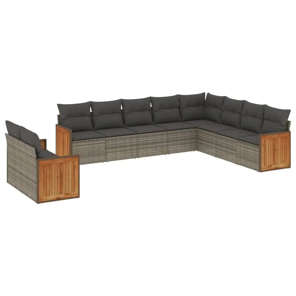 Garden Sofa Set 10 Piece Outdoor Furniture Grey with Cushions Patio Seating