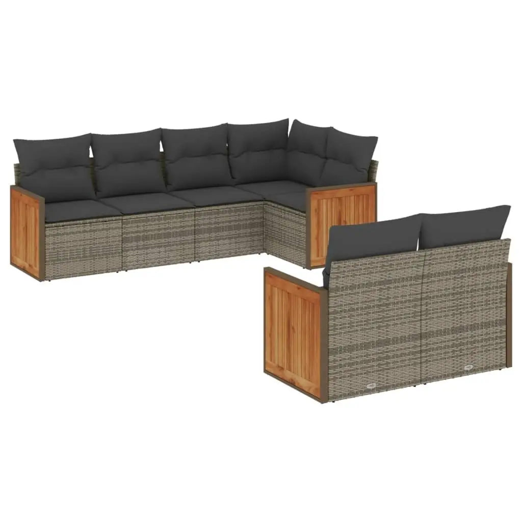 Garden Sofa Set 7 Piece Outdoor Furniture Grey Rattan with Cushions Patio