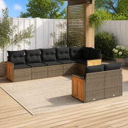 Garden Sofa Set 8 Piece Grey Outdoor Patio Furniture with Cushions Modular