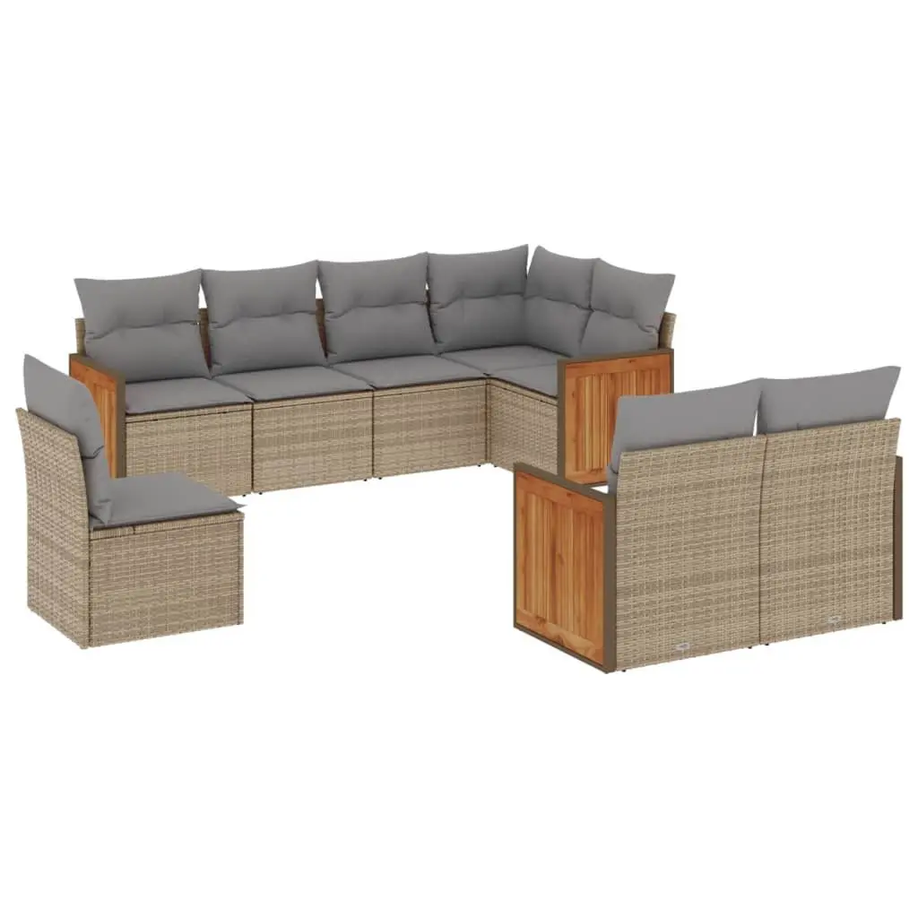 Garden Sofa Set 8 Piece Outdoor Furniture Patio Beige Cushions Modular Seating