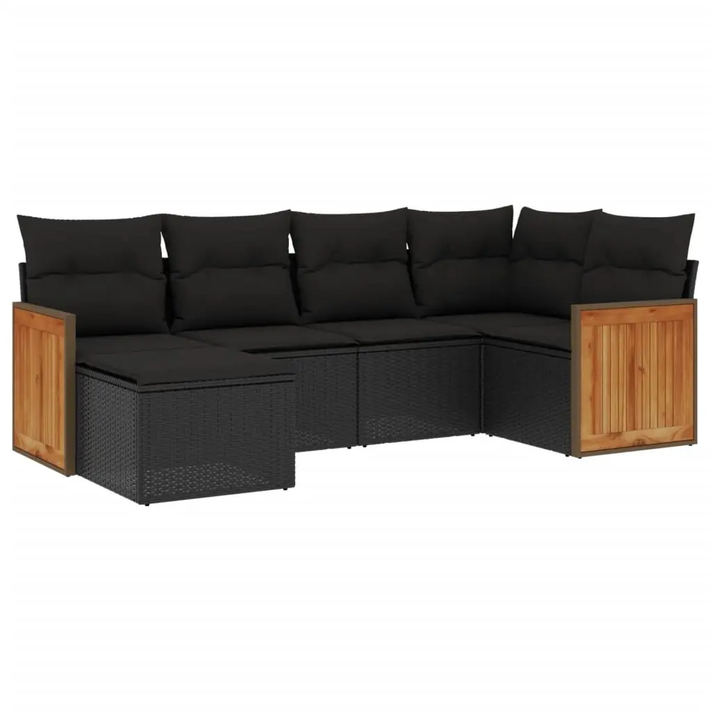 Garden Sofa Set 6 Piece Outdoor Furniture Patio Lounge Black Cushions Modular