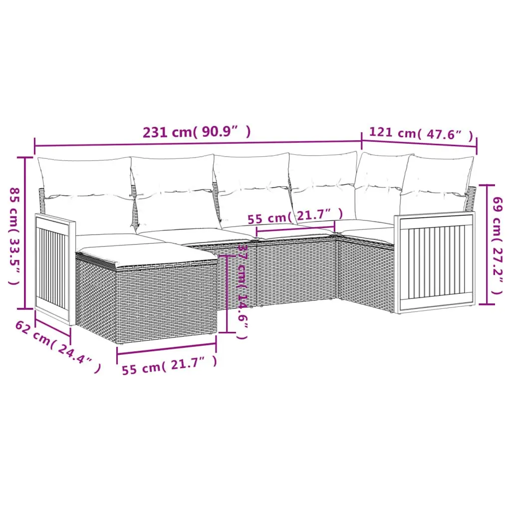 6 Piece Modular Garden Sofa Set for Relaxing Outdoors