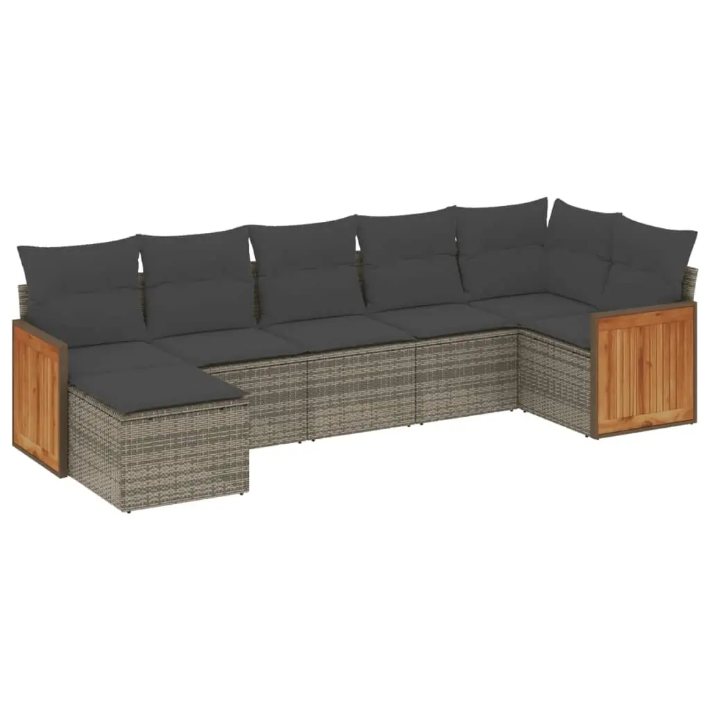 Garden Sofa Set 7 Piece Outdoor Furniture Grey Patio Seating with Cushions