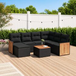 8 Piece Rattan Sofa Set for Outdoors in Black