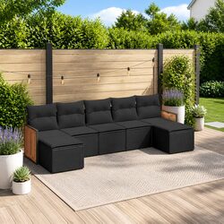 Outdoor Garden Sofa Set 7 Piece Patio Furniture Lounge Seating Cushioned Black