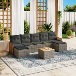Garden Sofa Set 8 Piece Outdoor Furniture Grey Patio Rattan Modular with