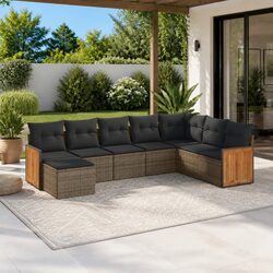 8 Piece Grey Rattan Garden Sofa Set for Stylish Comfort
