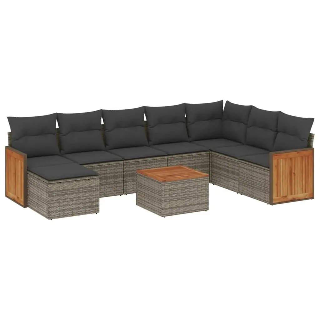 Garden Sofa Set Grey 9 Piece Modular Outdoor Furniture Patio Lounge