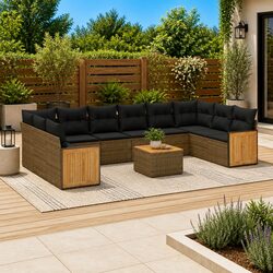 11 Piece Grey Rattan Sofa Set
