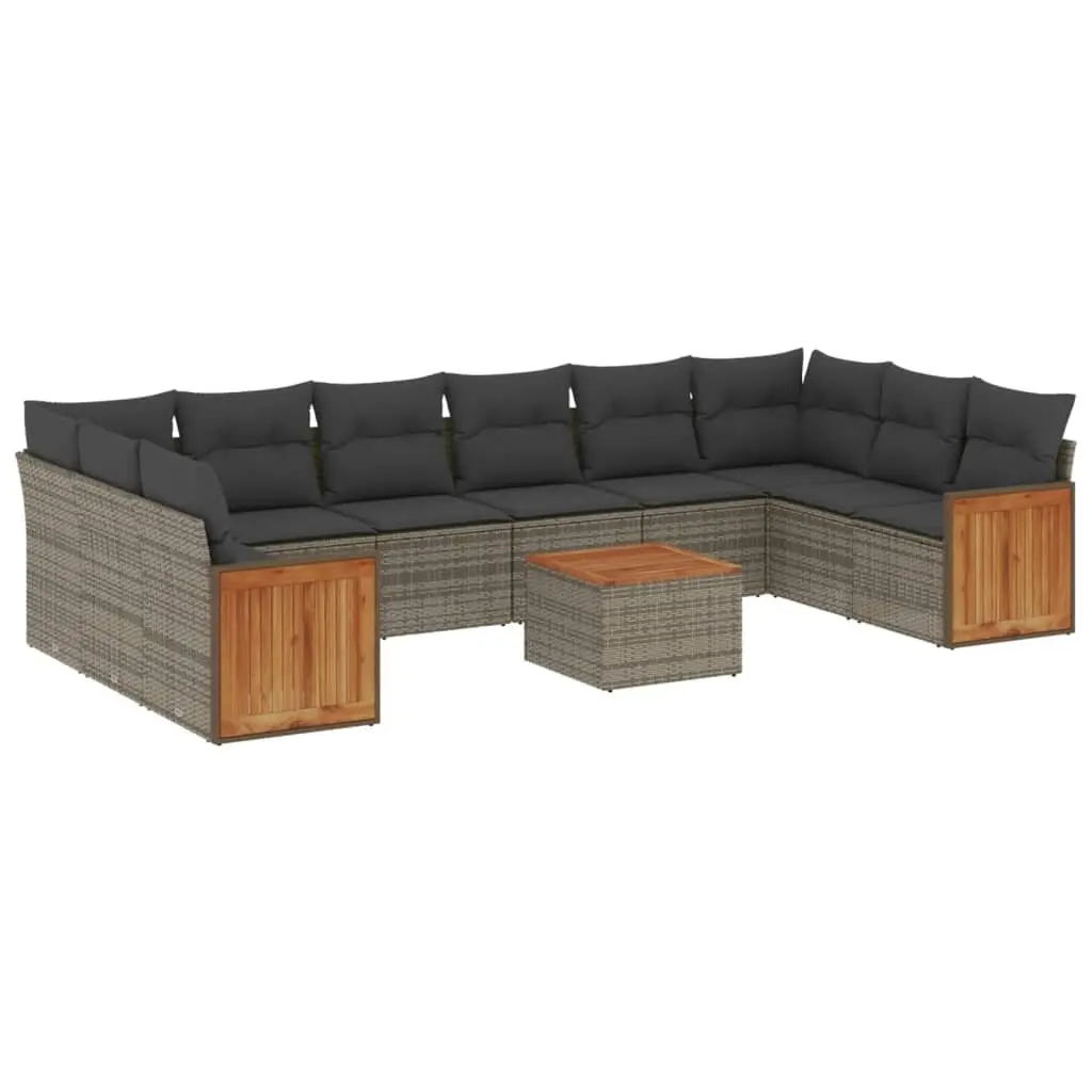 Garden Sofa Set Grey 11 Piece Outdoor Furniture Modular with Cushions