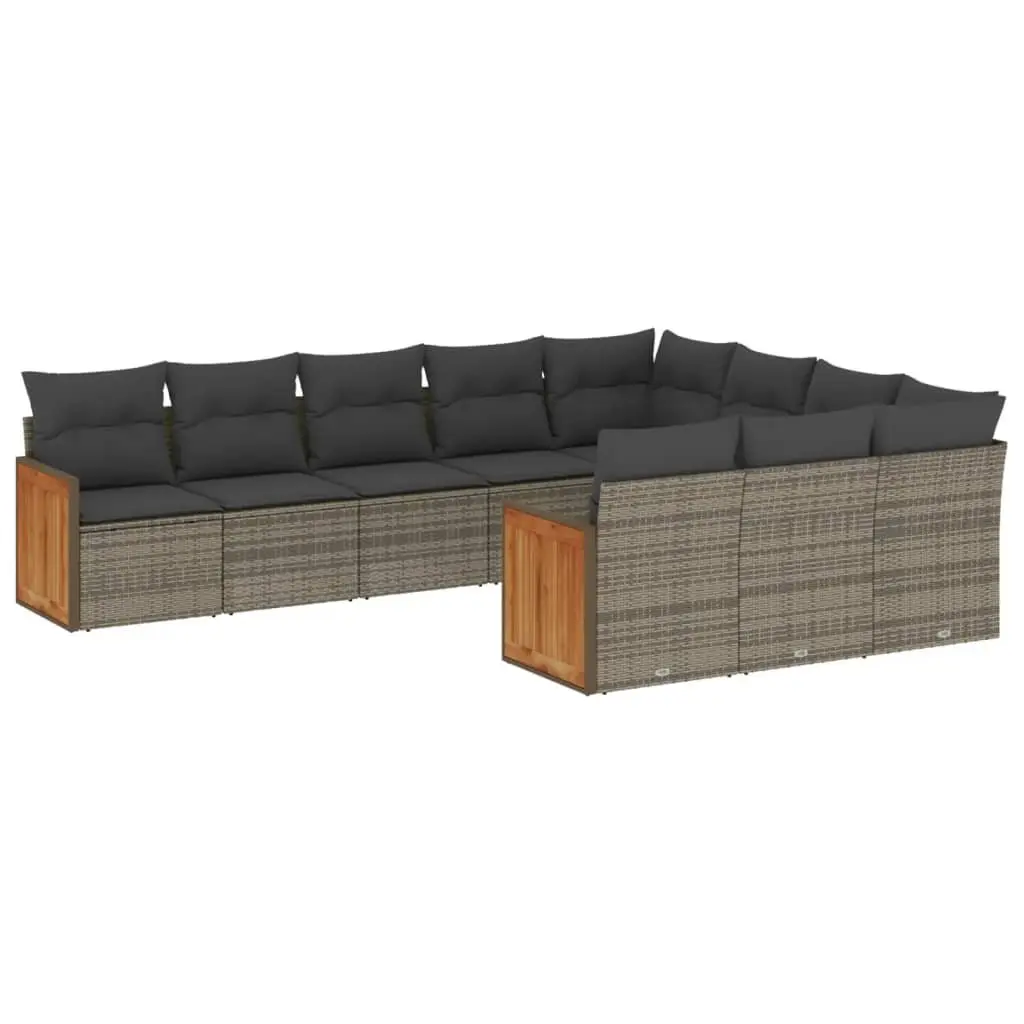 Garden Sofa Set 10 Piece Outdoor Furniture Patio Sectional Grey Cushioned
