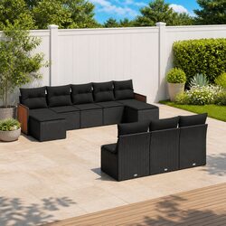 Compact and Durable 10-Piece Rattan Garden Sofa Set