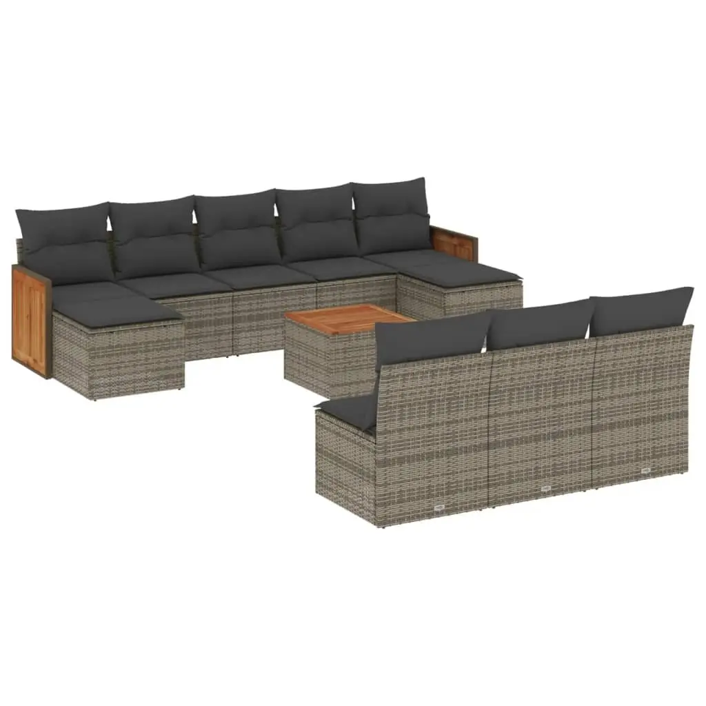 Garden Sofa Set Grey 11 Piece Modular Outdoor Furniture Poly Rattan Patio Lounge