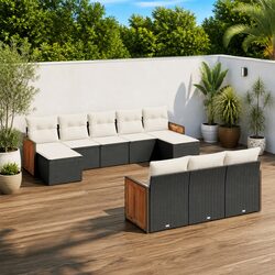 Black Garden Sofa Set 10 Pieces - Stylish and Comfortable