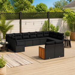 Garden Sofa Set 12 Piece Outdoor Furniture Patio Black Modular Seating with