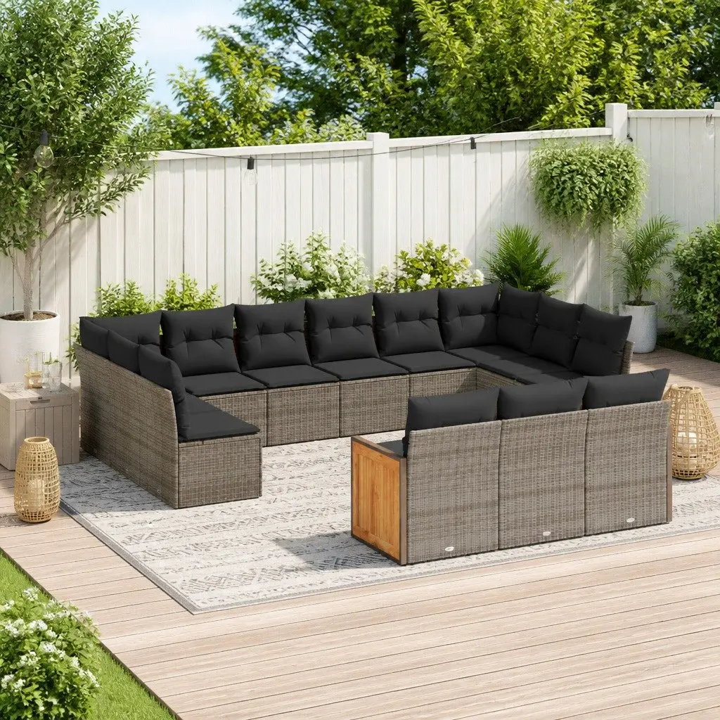Garden Sofa Set Grey 13 Piece Outdoor Furniture Poly Rattan Patio Seating