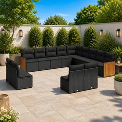Garden Sofa Set 13 Piece Outdoor Furniture Patio Sectional Black Modular Seating