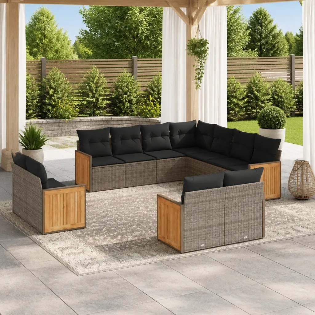 Garden Sofa Set Grey 11 Piece Modular Cushions Outdoor Furniture
