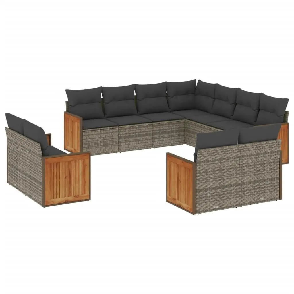 Garden Sofa Set Grey 11 Piece Modular Cushions Outdoor Furniture