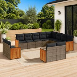 Concise 12 Piece Grey Garden Sofa Set for Outdoors