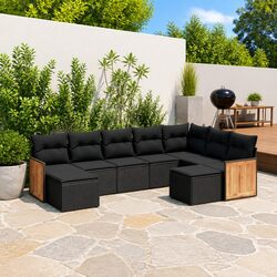 Concise 9 Piece Outdoor Sofa Set - Black