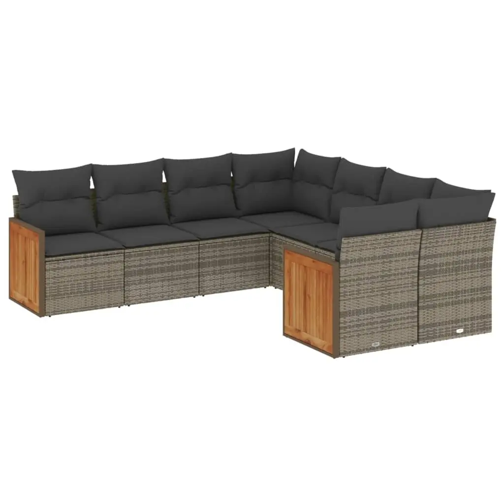 Garden Sofa Set 8 Piece Outdoor Furniture Patio Grey Poly Rattan Modular