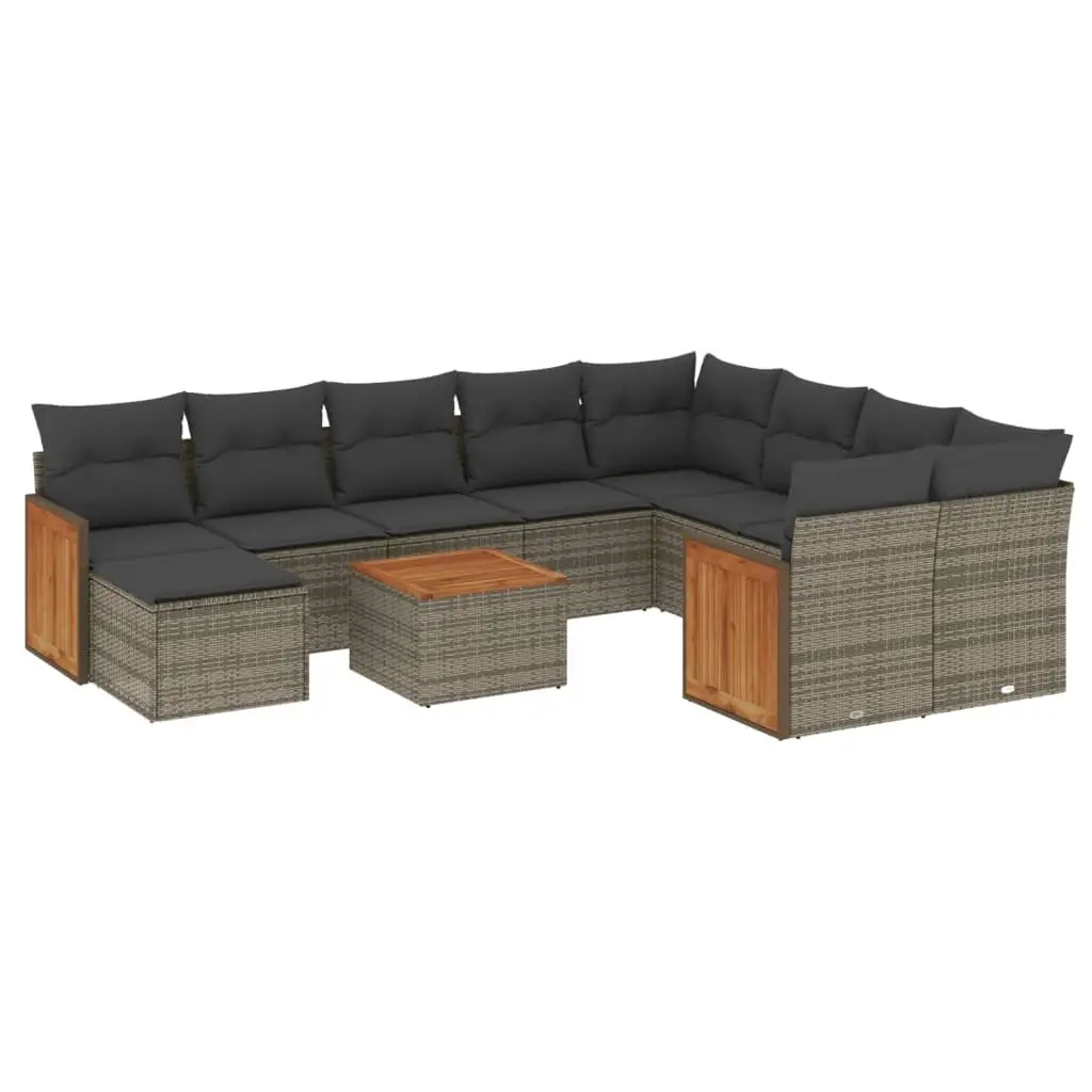 Garden Sofa Set 11 Piece Grey Outdoor Furniture Patio Seating with Cushions