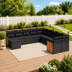 Compact 11-Piece Black Sofa Set for Your Outdoors