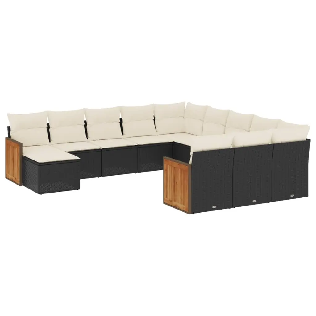 Garden Sofa Set 12 Piece Outdoor Patio Furniture Black Modular Seating with