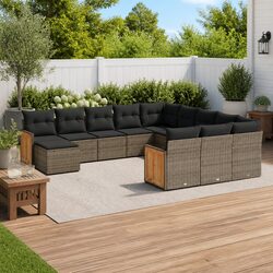 12 Piece Grey Garden Sofa Set with Durable Construction