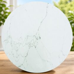 Stylish Ø50cm Round Table Top in White Marble Design