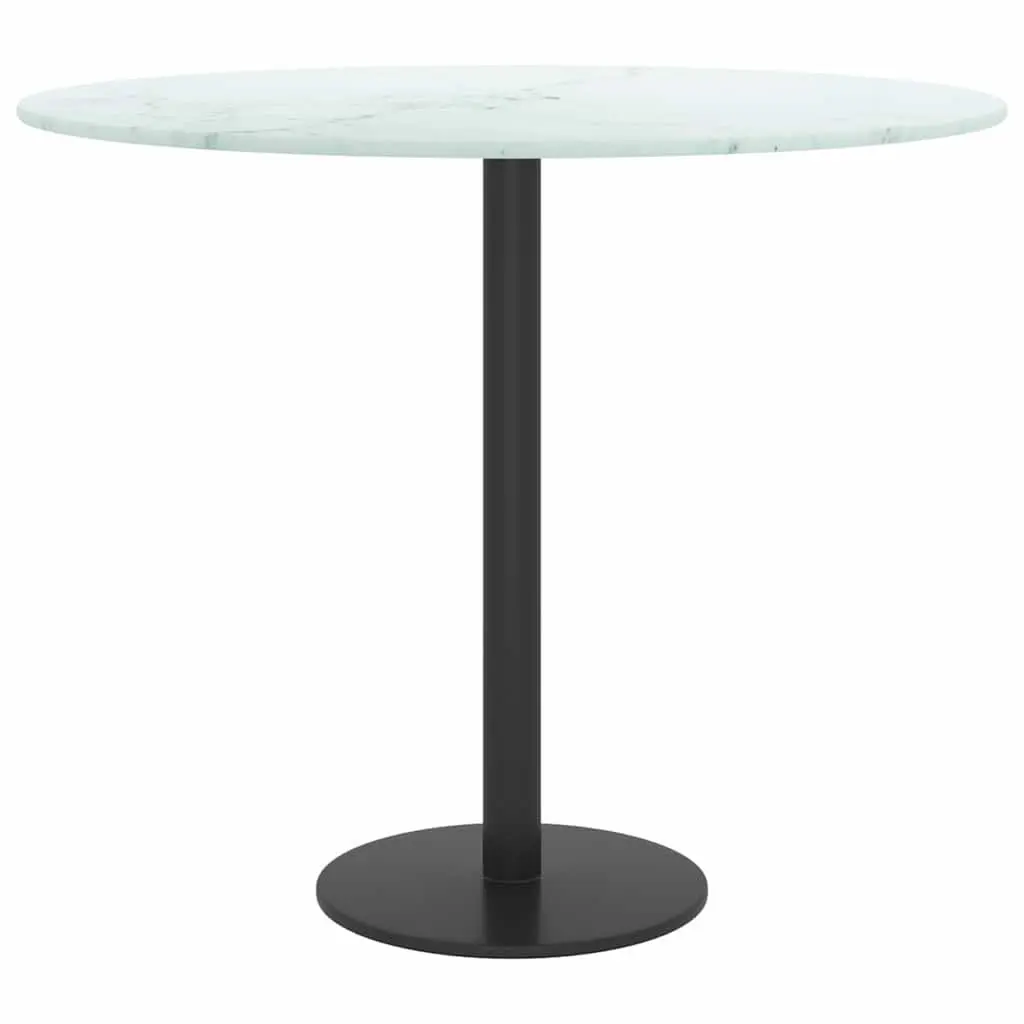 Tempered Glass Table Top White Marble Design Ø50cm Round Dining Coffee Table
