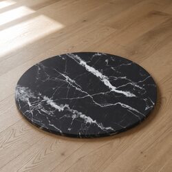 Round Black Marble Glass Table Top – Simple Elegance