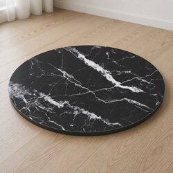 60cm Black Marble Design Table Top: Tempered Glass