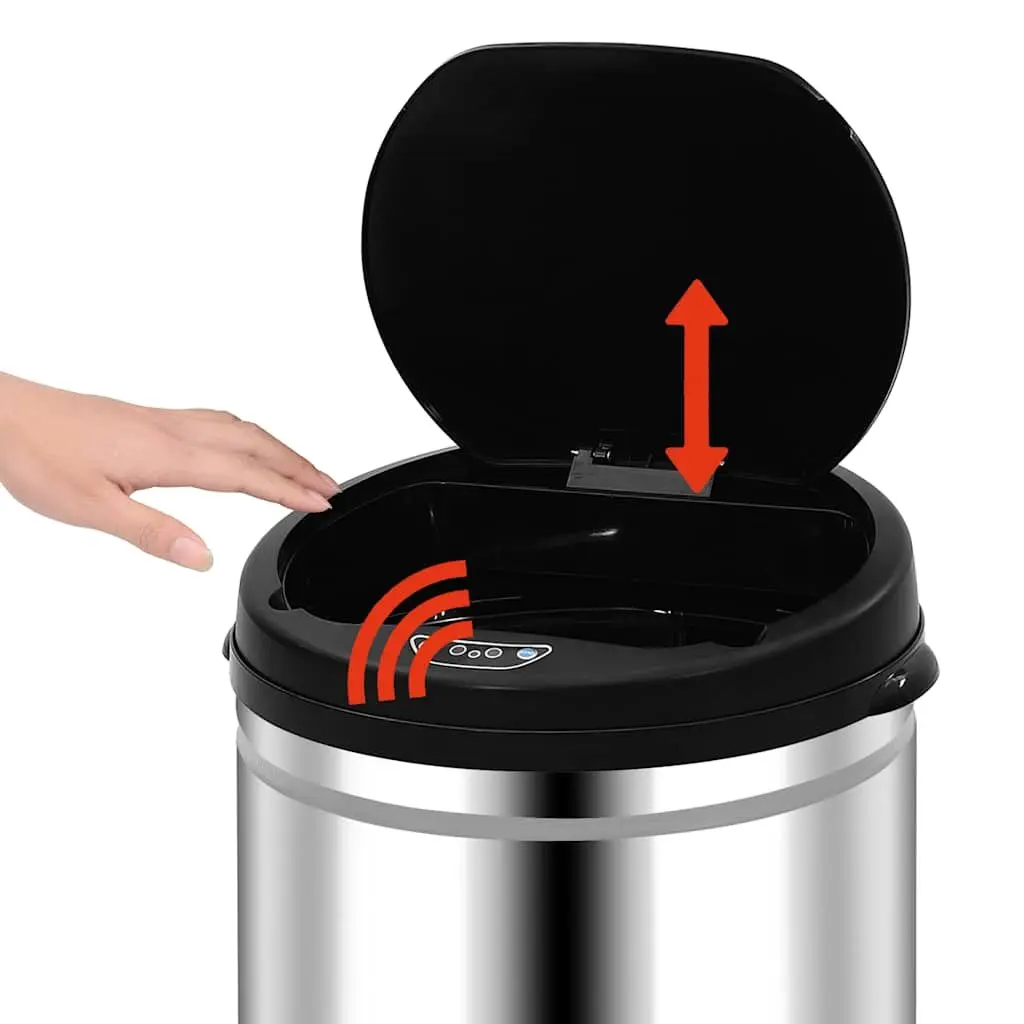 Automatic Sensor Dustbin Silver 30L Stainless Steel with Automatic Lid Open Close Function