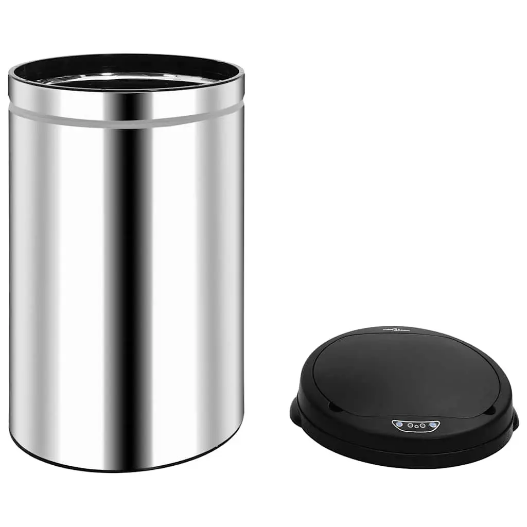 Automatic Sensor Dustbin 40L Silver Waste Bin Touch-Free Trash Can Home