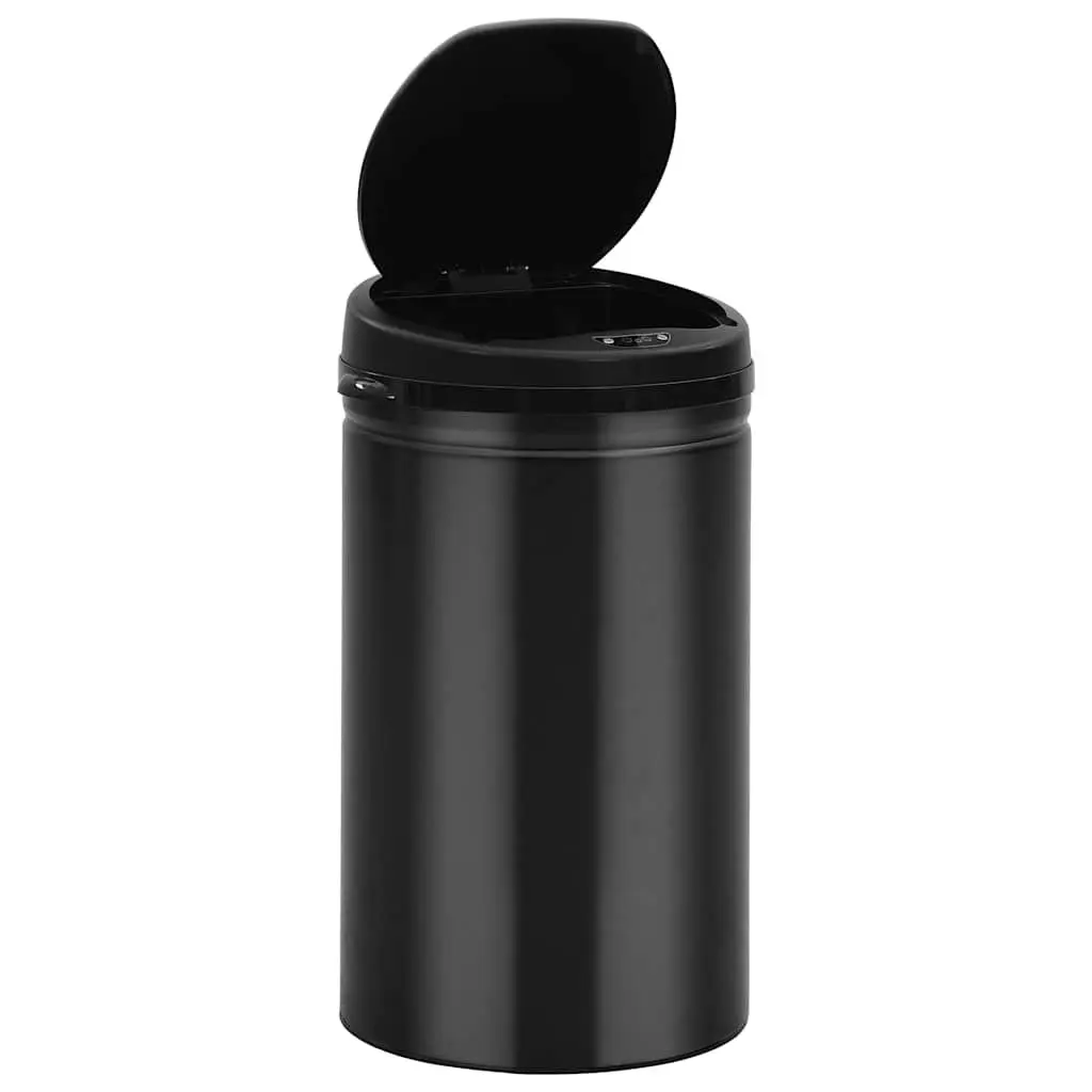 Automatic Sensor Dustbin Black 40L Touch-Free Waste Disposal with Carbon Steel Housing and ABS Lid