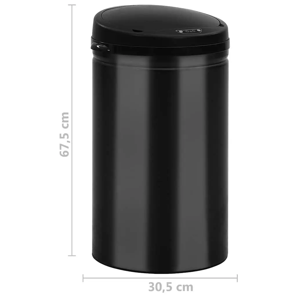 Automatic Sensor Dustbin Black 40L Touch-Free Waste Disposal with Carbon Steel Housing and ABS Lid